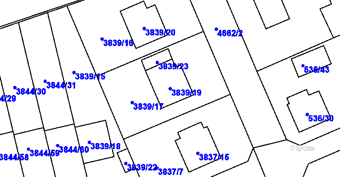 Parcela st. 3839/19 v KÚ Chotěboř, Katastrální mapa