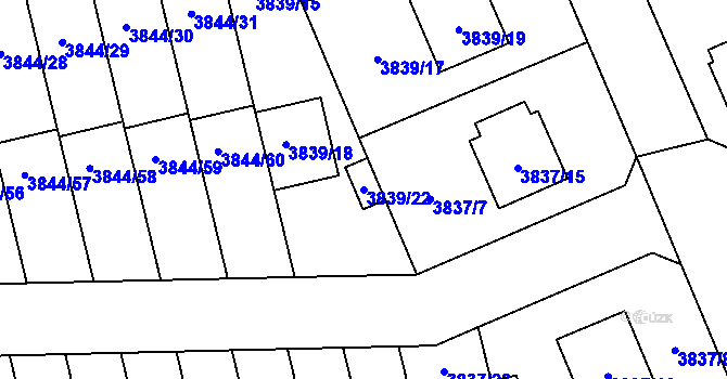 Parcela st. 3839/22 v KÚ Chotěboř, Katastrální mapa