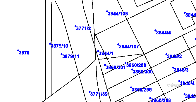 Parcela st. 3844/1 v KÚ Chotěboř, Katastrální mapa