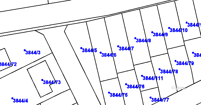Parcela st. 3844/6 v KÚ Chotěboř, Katastrální mapa