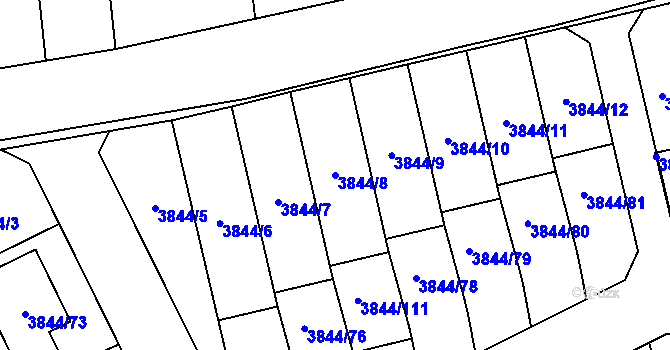 Parcela st. 3844/8 v KÚ Chotěboř, Katastrální mapa