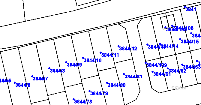 Parcela st. 3844/11 v KÚ Chotěboř, Katastrální mapa