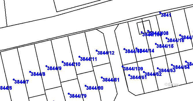 Parcela st. 3844/12 v KÚ Chotěboř, Katastrální mapa
