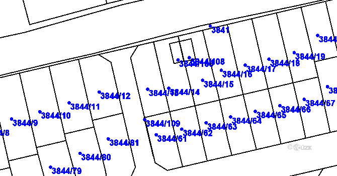 Parcela st. 3844/14 v KÚ Chotěboř, Katastrální mapa