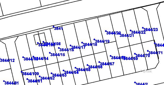 Parcela st. 3844/18 v KÚ Chotěboř, Katastrální mapa