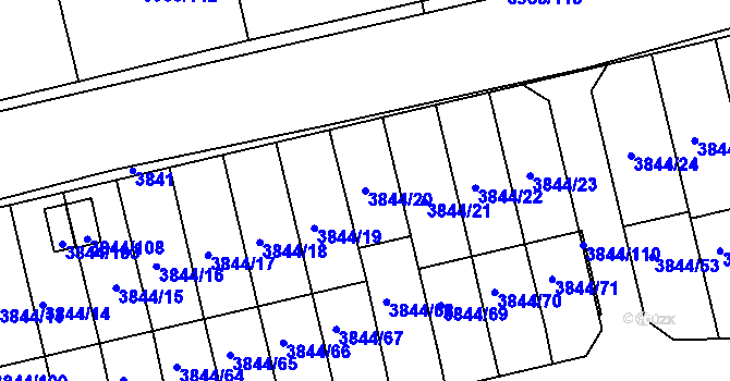 Parcela st. 3844/20 v KÚ Chotěboř, Katastrální mapa