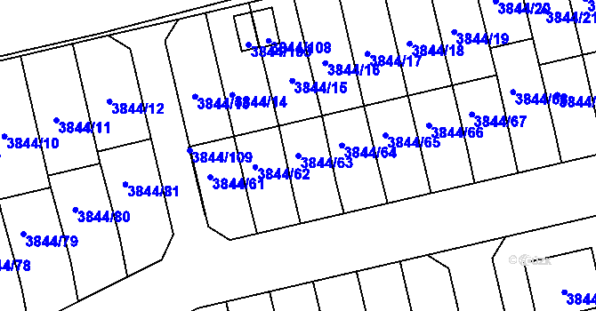 Parcela st. 3844/63 v KÚ Chotěboř, Katastrální mapa