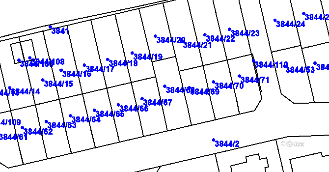 Parcela st. 3844/68 v KÚ Chotěboř, Katastrální mapa