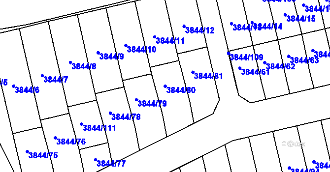 Parcela st. 3844/80 v KÚ Chotěboř, Katastrální mapa
