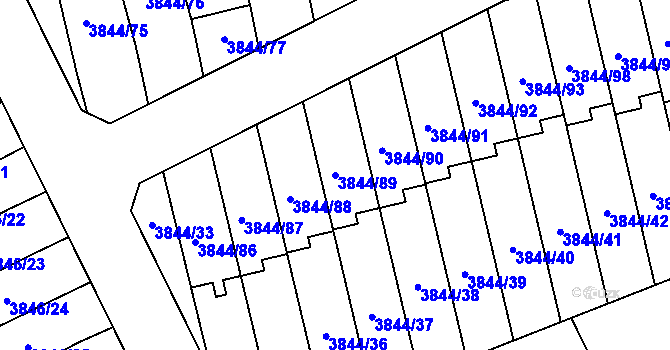 Parcela st. 3844/89 v KÚ Chotěboř, Katastrální mapa