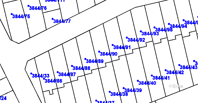 Parcela st. 3844/90 v KÚ Chotěboř, Katastrální mapa