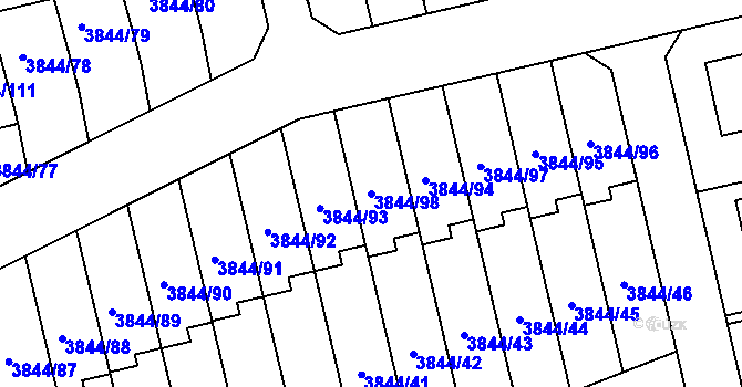 Parcela st. 3844/98 v KÚ Chotěboř, Katastrální mapa