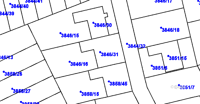 Parcela st. 3846/31 v KÚ Chotěboř, Katastrální mapa