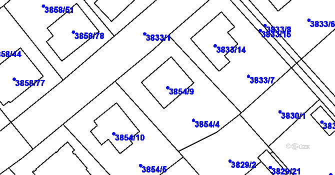 Parcela st. 3854/9 v KÚ Chotěboř, Katastrální mapa