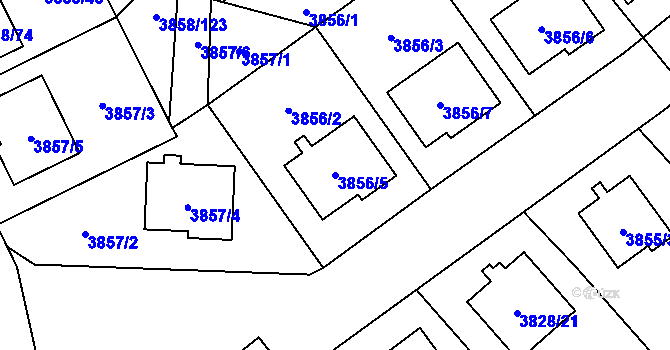 Parcela st. 3856/5 v KÚ Chotěboř, Katastrální mapa