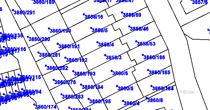 Parcela st. 3858/3 v KÚ Chotěboř, Katastrální mapa