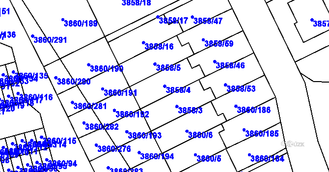 Parcela st. 3858/4 v KÚ Chotěboř, Katastrální mapa