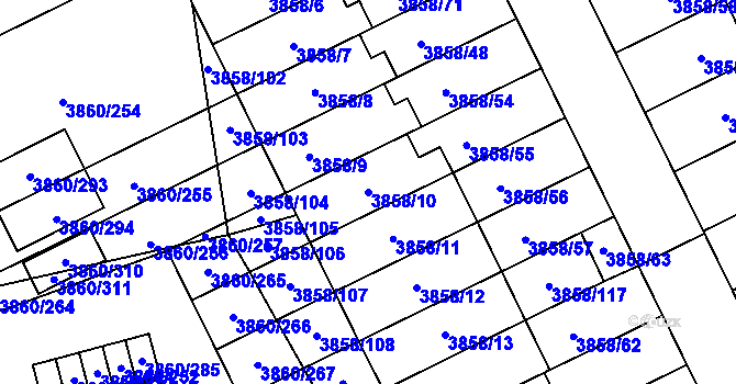 Parcela st. 3858/10 v KÚ Chotěboř, Katastrální mapa