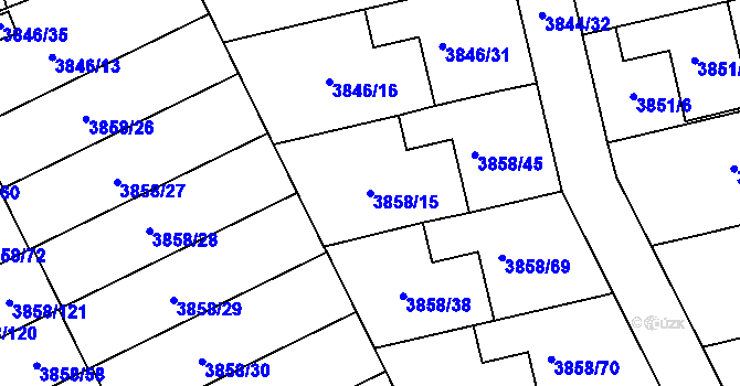 Parcela st. 3858/15 v KÚ Chotěboř, Katastrální mapa
