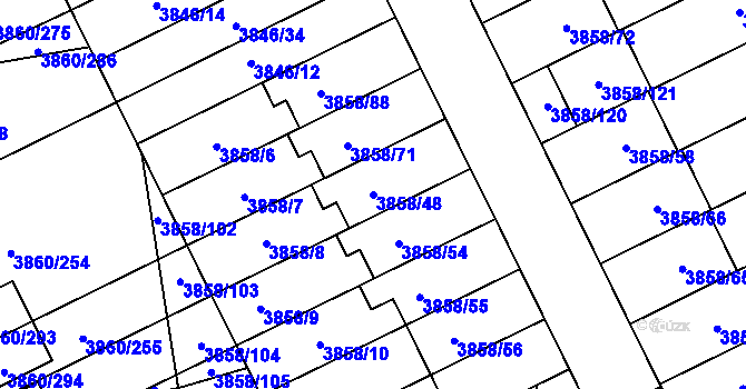 Parcela st. 3858/48 v KÚ Chotěboř, Katastrální mapa