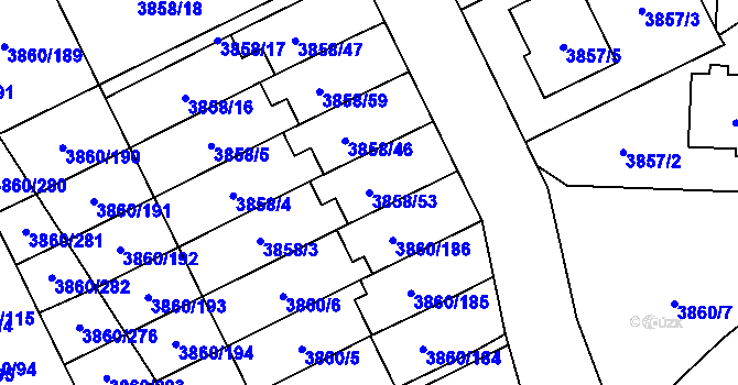 Parcela st. 3858/53 v KÚ Chotěboř, Katastrální mapa