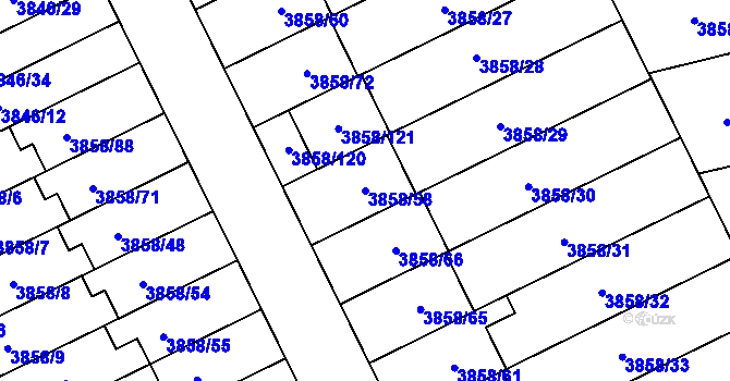 Parcela st. 3858/58 v KÚ Chotěboř, Katastrální mapa