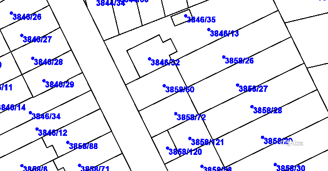 Parcela st. 3858/60 v KÚ Chotěboř, Katastrální mapa