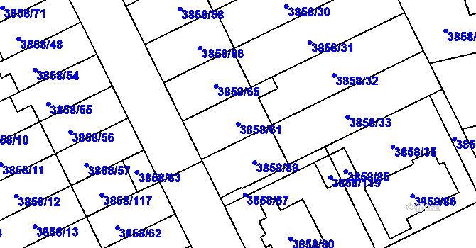 Parcela st. 3858/61 v KÚ Chotěboř, Katastrální mapa