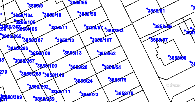 Parcela st. 3858/62 v KÚ Chotěboř, Katastrální mapa