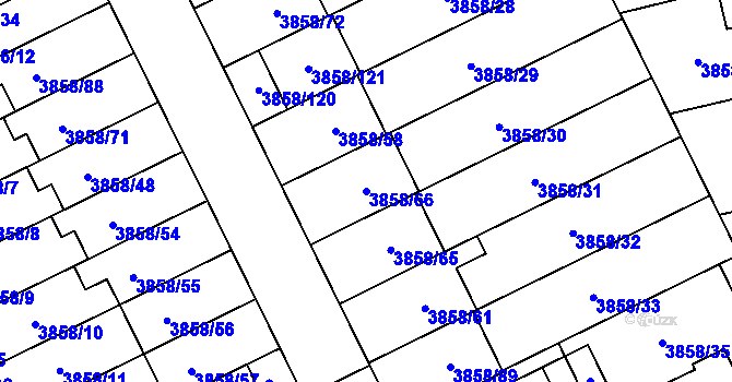 Parcela st. 3858/66 v KÚ Chotěboř, Katastrální mapa