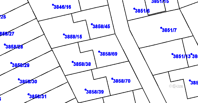 Parcela st. 3858/69 v KÚ Chotěboř, Katastrální mapa