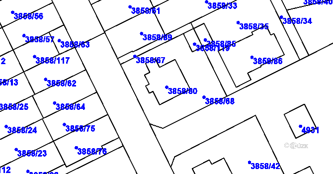 Parcela st. 3858/80 v KÚ Chotěboř, Katastrální mapa