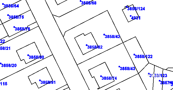 Parcela st. 3858/82 v KÚ Chotěboř, Katastrální mapa