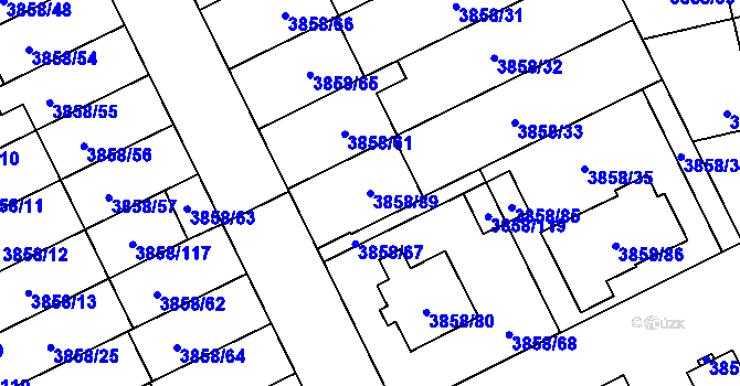 Parcela st. 3858/89 v KÚ Chotěboř, Katastrální mapa