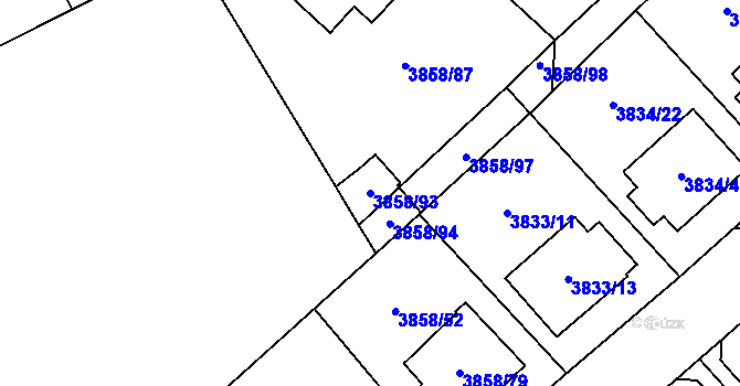 Parcela st. 3858/93 v KÚ Chotěboř, Katastrální mapa