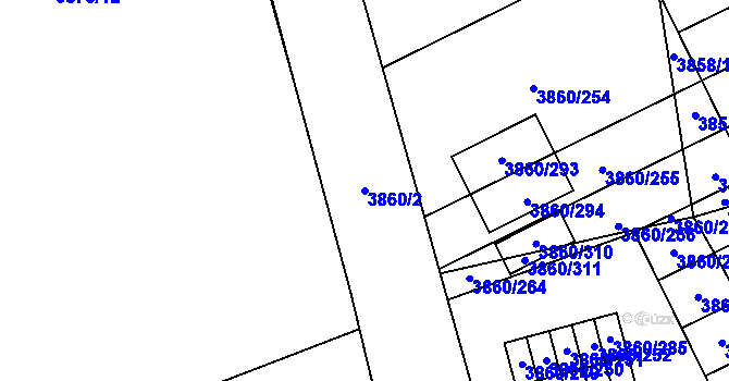 Parcela st. 3860/2 v KÚ Chotěboř, Katastrální mapa