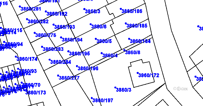 Parcela st. 3860/4 v KÚ Chotěboř, Katastrální mapa