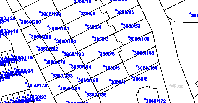Parcela st. 3860/6 v KÚ Chotěboř, Katastrální mapa