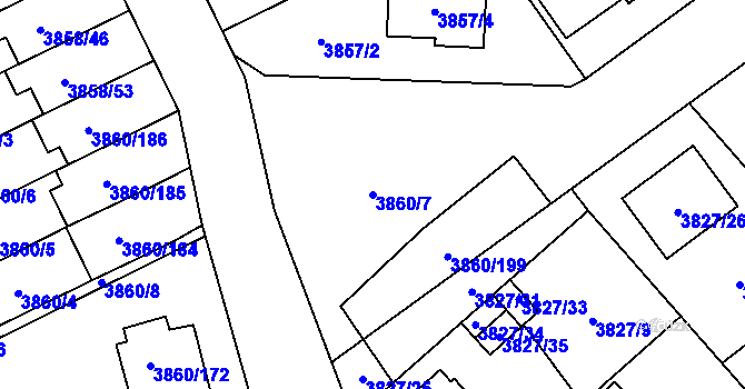 Parcela st. 3860/7 v KÚ Chotěboř, Katastrální mapa