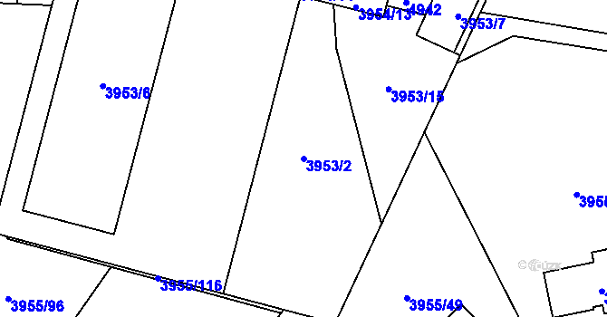 Parcela st. 3953/2 v KÚ Chotěboř, Katastrální mapa