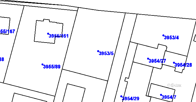 Parcela st. 3953/5 v KÚ Chotěboř, Katastrální mapa