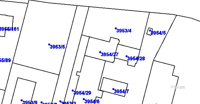 Parcela st. 3954/27 v KÚ Chotěboř, Katastrální mapa