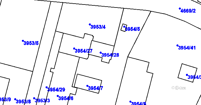 Parcela st. 3954/28 v KÚ Chotěboř, Katastrální mapa