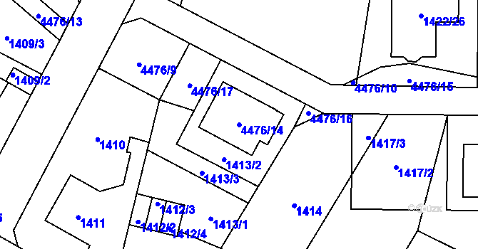 Parcela st. 4476/14 v KÚ Chotěboř, Katastrální mapa