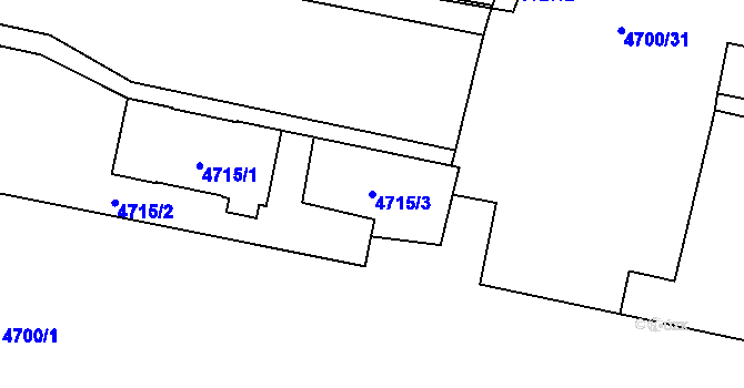Parcela st. 4715/3 v KÚ Chotěboř, Katastrální mapa