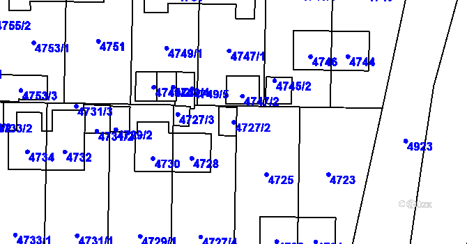 Parcela st. 4727/2 v KÚ Chotěboř, Katastrální mapa