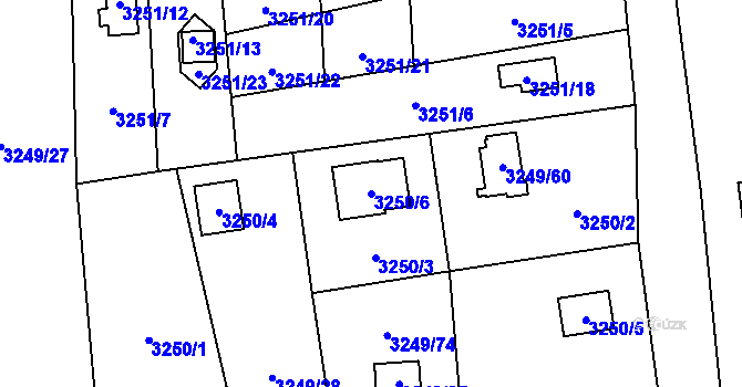 Parcela st. 3250/6 v KÚ Chotěboř, Katastrální mapa