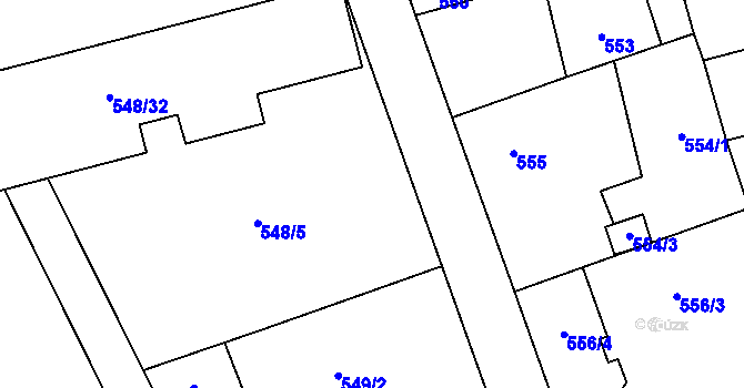 Parcela st. 548/33 v KÚ Chotěboř, Katastrální mapa