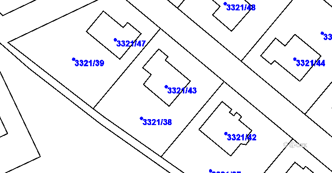 Parcela st. 3321/43 v KÚ Chotěboř, Katastrální mapa