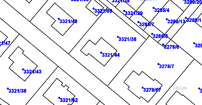 Parcela st. 3321/44 v KÚ Chotěboř, Katastrální mapa